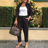 GETADME 코튼 리넨 세트 여성 봄 여름 루즈 오버사이즈 긴팔 셔츠 긴바지 2피스 세트 캐주얼 오피스 여성 바지 정장