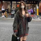 GETADME Fashion Autumn Long Sleeve Women Cardigan Sweater Winter V-neck Button Loose Elegant Knitted Tops Preppy Style Pocket Knitwear