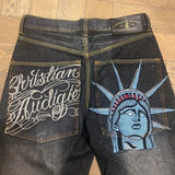GETADME Y2k Retro Statue of liberty Embroidery Jeans Casual Denim Pants High Waist Straight Wide Leg Jeans Harajuku 90s Women Clothing