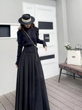 GETADME Women Skirts Spring Pleated Floor Length Solid Simple Classic Graceful Popular Newly Young Stylish Cool Korean Style Hot Sale
