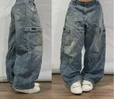 GETADME American Fashion Hip Hop Joker Oversized Jeans Women Street Y2K New Clearance Spot Hot Mopping Wide-leg Pants Unisex Loose Jeans