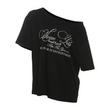 GETADME SylCue Casual Relax T-shirt Asymmetry Letter Versatile Street Atmosphere Style Fashion Hot Chick Summertime 2025 Women Hot New