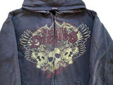 Getadme Y2K Vintage Gothic Trend Skull Print Zip Up Hoodies 2024 Winter New Hip Hop Long Sleeve Coats Large size Hooded Sweatshirt Women