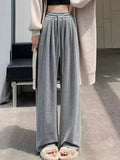 GETADME Spring  Women Wide Leg Pants Casual Comfortable Elastic Waist Solid Relaxed Fit Drawstring Trousers