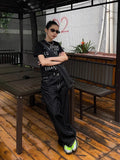 GETADME Y2k Embroidered Black Wide Leg Jeans Women American Retro Casual Loose Denim Pants Streetwear 2025 New High Waist Baggy Trousers