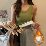 Winter Thermal Vest Tank Tops Women Fleece Thickened Vest Velvet Underwear Plus Velvet Camisole Female V-neck Sleeveless Camis