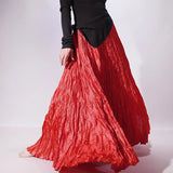 GETADME Good Quality Women Spring Long Skirts Wide Hem Pleated Design High Waist A-Line Dance Maxi Skirts Faldas Femme Streetwear