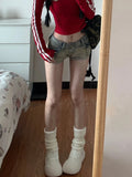 GETADME Woman Gyaru Jean American Style Hot Pants Punk Shorts High Street Denim Sexy Shorts Vintage Low Waist Tight Bodycon Y2k