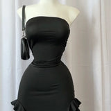 GETADME 2025 Summer Maxi Women's Dress Vintage Elegant black Fashion Sleeveless Slim Backless Irregular Tassel Party Dresses Street Robe
