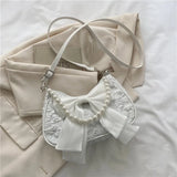 GETADME Pearl Female Bag Retro Luxury Designer Handbag Bow Crossbody Bags Fashion Canvas Women's 2025 Trend Shoulder bag Purses