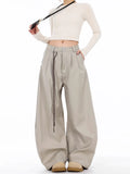 GETADME High Waist Women Suit Pants Straight Office Ladies Korean Fashion Trousers Casual Button Loose Female Black Pants New 2025