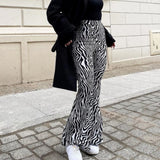 GETADME 2025 Summer Zebra Print Wide Leg Pants Y2K Trousers Sexy High Waist Women New Fashion Casual Female Stripe Streetwear 16395