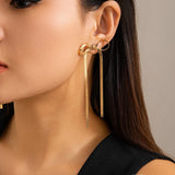 Ingemark Kpop Snake Long Tassel Bow Bowknot Drop Earrings for Women Girls 2024 Trendy Vintage Piercing Hanging Earrings Jewelry