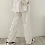 GETADME Women's New Elegant British Style Casual Wide Leg Trousers 2-Piece Suit Jacket Matching Set Plus Size Blazer and Suits