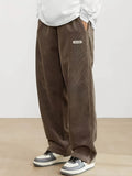 GETADME Men's corduroy loose European size hanging multi-functional casual straight leg pants, suitable for daily travel