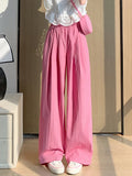 GETADME Spring Summer Women Loose Wide Leg Pants Casual Elastic Waist Stright Long Wide leg Pants Female Casual Female Pants Trousers