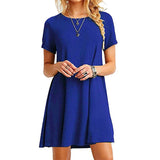 GETADME Women Casual Short Sleeve T Shirt Dress Vintage O Neck Print Loose Mini Dress Elegant Simple Mini Dress Streetwear Sundress