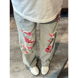GETADME High Street Destroyed Ripped Jeans Men Streetwear Baggy Straight Wide Leg Denim Pants Man Pants
