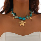 GETADME Retro Starfish White Shell Conch Pendant Necklace  Women 2025 Simple Creative Colorful Stones  Hand Woven beach Jewelry Girls