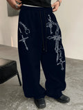 GETADME Men's Key Print Straight-Leg Sweatpants Loose Fit Four-Season Unisex Streetwear Casual Pants mens pants sweatpants