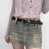 GETADME N Retro Y2K White Belt Women 2025 New Jeans With Korean Version Of The Waist Belt Design