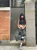GETADME New 2026 Camouflage Jeans Womon High Street Loose Straight Leg Casual Seven-minute Denim Pants Woman