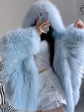 Women's Coat New In Fashion Hooded Solid Color Jacket Elegant Tops Temperament Style Winter Commuting Streetwear Fur Coat Women