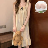 GETADME Summer Ladies Nightgown Halter Nightgown Nightgown Women Summer Vest Nightgown with Bra Pads Can Be Worn Outside Home Wear