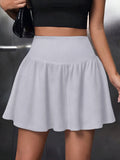 GETADME Women's Sexy Halter Skirt Short Summer Solid Color Y2K Style Folding Slim High Women's Casual Mini Skirt