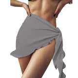 GETADME Mini Ruffle Skirts Women Cover Up Dress Beach Wrap Short Sarongs Bikini Candy Color Bathing Skirt Women Swimsuit Beachwear