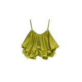 GETADME Lightweight Chiffon Spaghetti Strap Crop Top Women's Summer Ruffled Flowy Short Cami Casual Daily Party Tanks Sleeveless Blouse