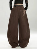 GETADME 2025 Japanese Y2K Style Vintage Brown Patchwork Baggy Women's Jeans Pants Wide Leg Woman Clothing Casual Cotton Long Trousers