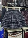 GETADME Women's Blue Black Riveted Belt Denim Skirt Y2K Harajuku High Street Fashion 90s Sexy A-line Mini Skirt Summer Clothing 2025 New