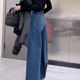 GETADME Retro Loose Super Wide-leg Jeans Women's 2025 Spring New Design Rough Edge Culottes Drape Floor Pants Women's Clothing Simple