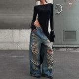 GETADME Y2K 여성 의류 긴팔 가을 사이드 하이 스플릿 O넥 롱 스타일 스트리트웨어 티셔츠 솔리드 타이트 여성 티셔츠 클럽웨어