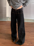 GETADME Korean Fashion Wide Leg Denim Jeans Women High Waist Loose Baggy Pants Streetwear Y2K Straight Trousers Vintage Female Pants