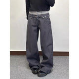 GETADME Men's Jeans Man Pants Loose Fit Black Wide Leg High Street Denim Relaxed Straight Casual Spring Slouchy Trousers