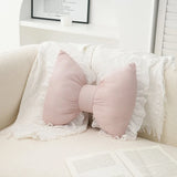 GETADME Modern Simple Sofa Pillow Living Room Bedside Cushion  Cute Bow Back Lace Edge  Comfortable and Breathable Pad