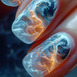 GETADME 24Pcs Nude White French Fake Nail Short Square Nail Tips Fashion Wearable False Nails with Glue Simple Full Cover Press on Nails