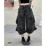 GETADME Lady Retro Fashion Baggy Capri Jeans Female High Waist Thin Denim Pants Girls Fashion Camouflage Straight Leg Trousers