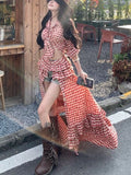 GETADME Sweet Red Plaid Summer Women's 2 Piece Set Vintage Long Sleeve Y2k Tops + Design Irregular Skirt Hottie Japanese Holiday Outfits