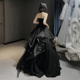 GETADME Temperament Black Elegant Wedding Party Dresses Strapless Tiered Draped graduate Robe 2025 New Ball Gown Formal DressQuinceanera