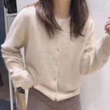GETADME 2025 Hauts à manches longues style vintage Y2K, cardigan coréen en maille, pull polyvalent à col rond et coupe amincissante, idéal pour l'automne et l'hiver.