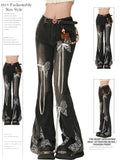 GETADME 2025 Autumn Winter Women Low Rise Designer Flare Denim Pants Grunge Lace Skinny Jeans Y2k Japanese Jeans Harajuku Bell Bottom