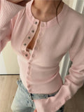 GETADME Pink Twist Cotton Long Sleeve Knitted Cardigan Women Simple Button Casual Preppy Style Jumper Sweet Cute Simple Sweater Top New