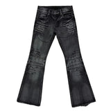 GETADME Y2K Vintage Flared Jeans Mid Blue Washed Men Women Bootcut Jeans American Hip Hop Distressed Streetwear Unisex Wide Leg Pants