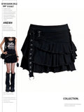 GETADME 여름 여성 다크 아카데미아 고블린 코어 미니 플리츠 스커트 일본 Y2K 2000년대 미학 그런지 사이버 펑크 E-걸 고스 하라주쿠