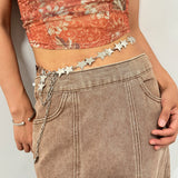 GETADME 패션 스타 골드 체인 벨트 여성 허리 조절 가능 고스 펑크 실버 메탈 벨트 여성용 럭셔리 디자이너 드레스 허리띠 Y2K