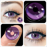 GETADME Eyeshare lentes de contato coloridas para olhos, 2 peças, anime, cosplay, lentes coloridas, azul, roxo, dia das bruxas, lentes de contato, maquiagem de beleza