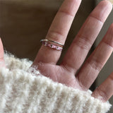 GETADME Fashion Trend Pink Crystal Bowknot Heart Rings Zircon Ring Y2K Shiny Zircon Rings for Women Girls Party Aesthetic Jewelry 2025 N
